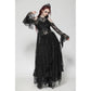 Dark in Love Carys Black Gothic Asymmetrical Lace Off-Shoulder Dress with Rhinestone Detail
