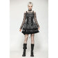 Dark in Love Ida Punk Grey Tartan Metal-Studded Dress