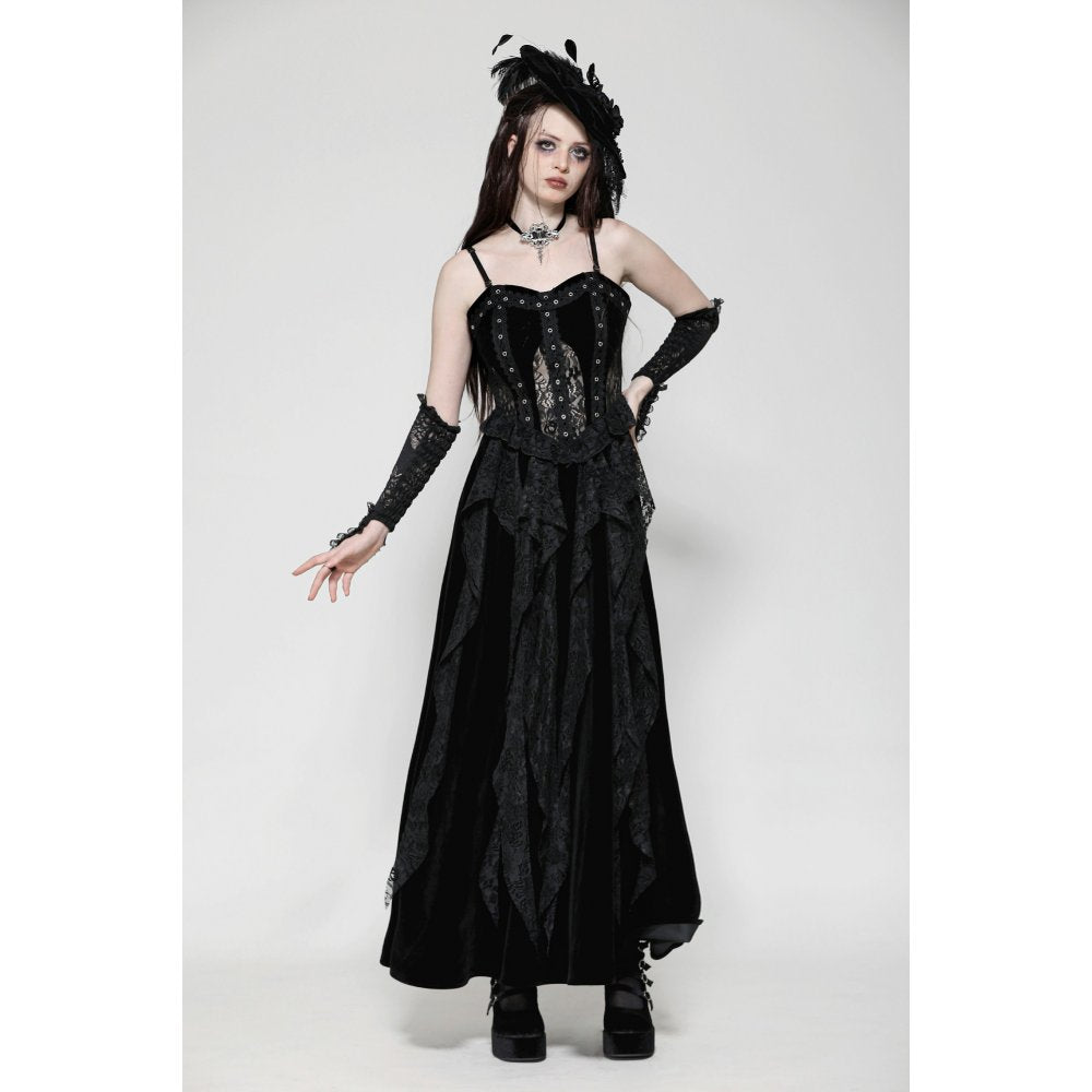 Dark in Love Fia Romantic Gothic Hollow Waist Maxi Dress