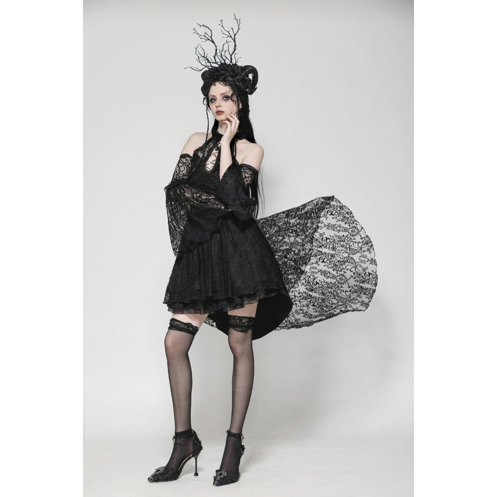 Dark in Love Gem Gothic Vine Lace-Tail Dress