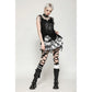 Dark in Love Quinn Punk Black and White Checkered Asymmetrical Messy Net Skirt