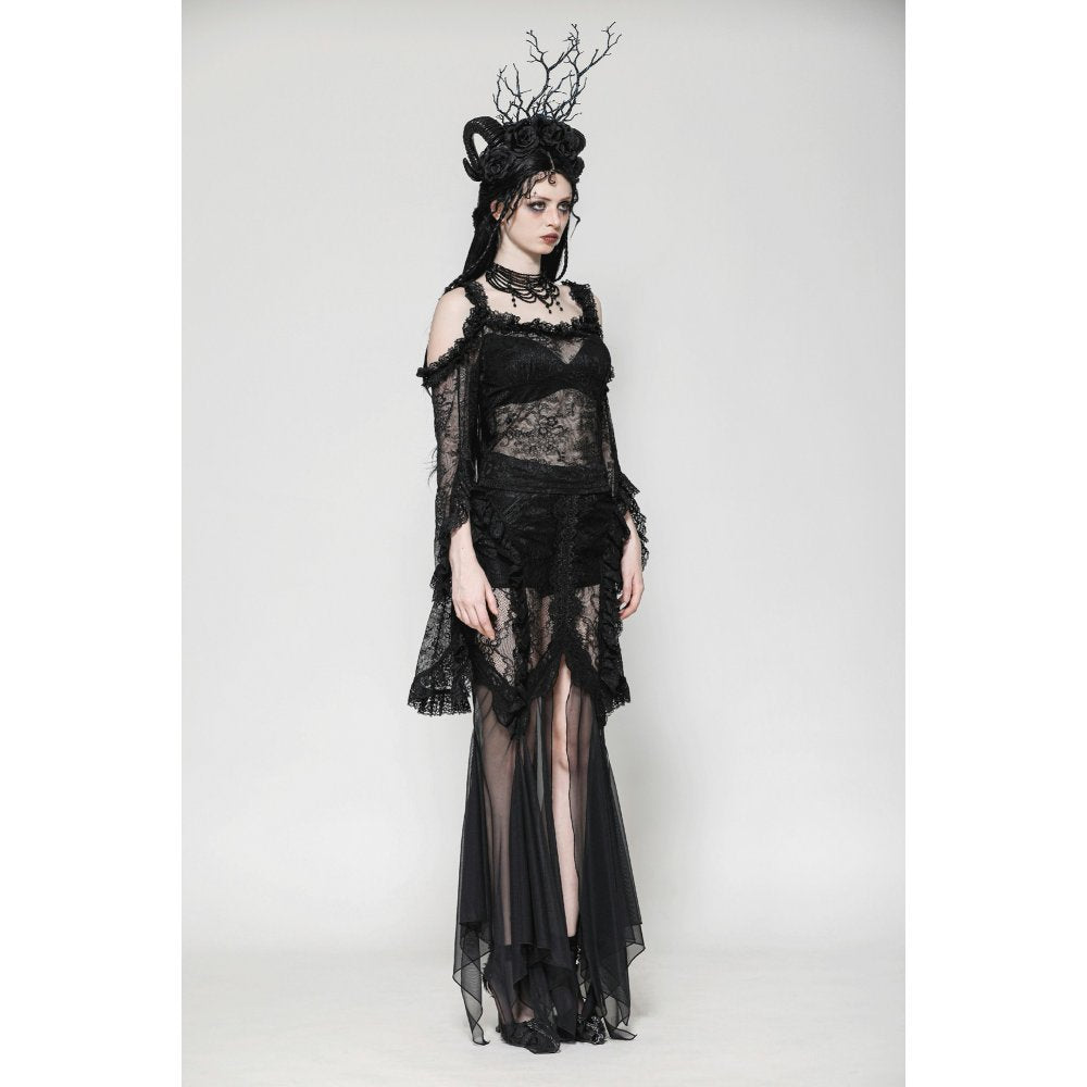 Dark in Love Nevaeh Gothic Lace and Mesh Mermaid Skirt