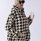 Vireous Women's Houndstooth Loose-Fit Fashion Hoodie, Plus Sizes