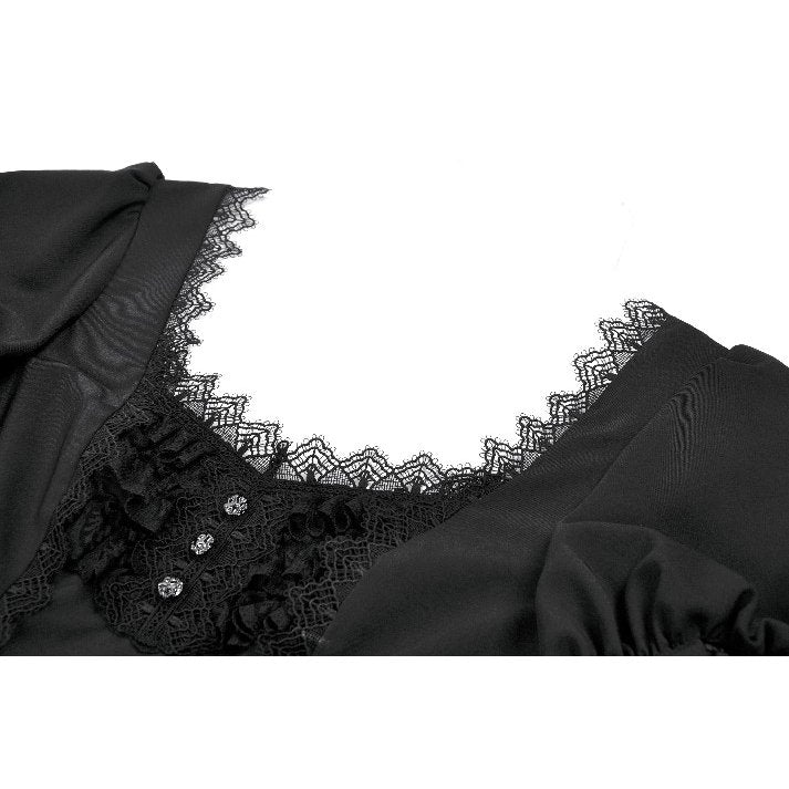 Dark in Love Gothic Lace Square-Neck Puff-Sleeve Dress