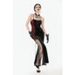 Dark in Love Lilith Red and Black Mesh Panel Goth Gown