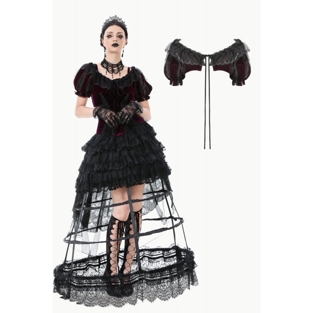 Dark in Love Isolde Velvet and Lace Puff Sleeve Bolero