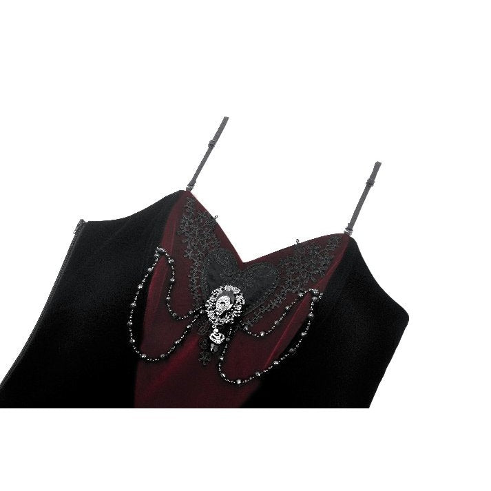 Dark in Love Morrigan Velvet and Lace Chain-Detail Bodysuit