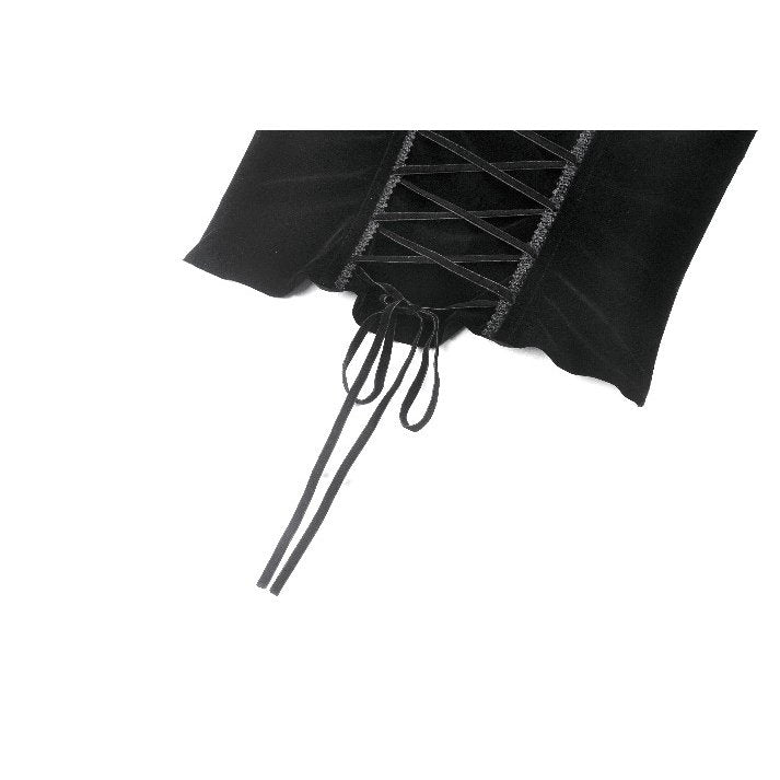 Dark in Love Morrigan Velvet and Lace Chain-Detail Bodysuit