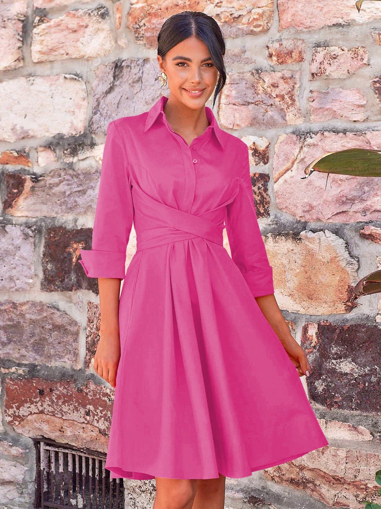 Vireous Timeless Elegant Shirt Dress, Spring and Autumn Collection