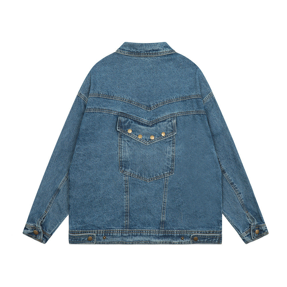 Punk Old Wash Denim Unisex Short Coat
