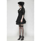 Dark in Love Luca Black Hollow Lace Gemstone-Button Adjustable Waist Dress