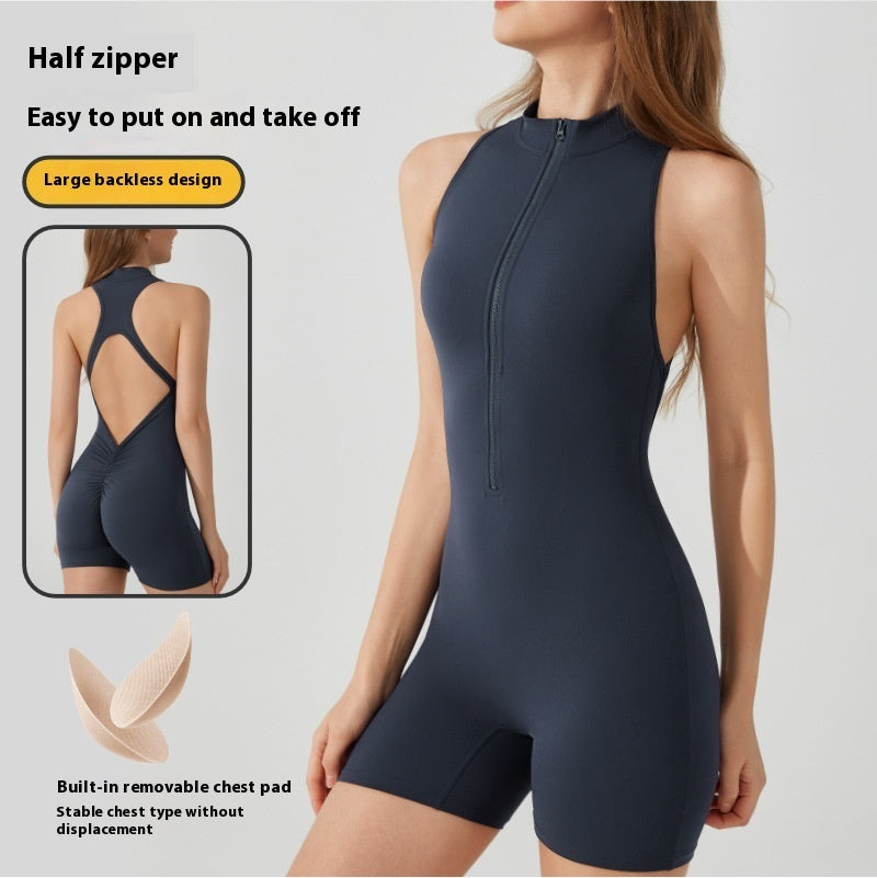 Brocade Brushed Sports Yoga Hip-Lifting Jumpsuit