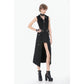 Dark in Love Punk Layered-Pocket Cutout Belted Long Skirt