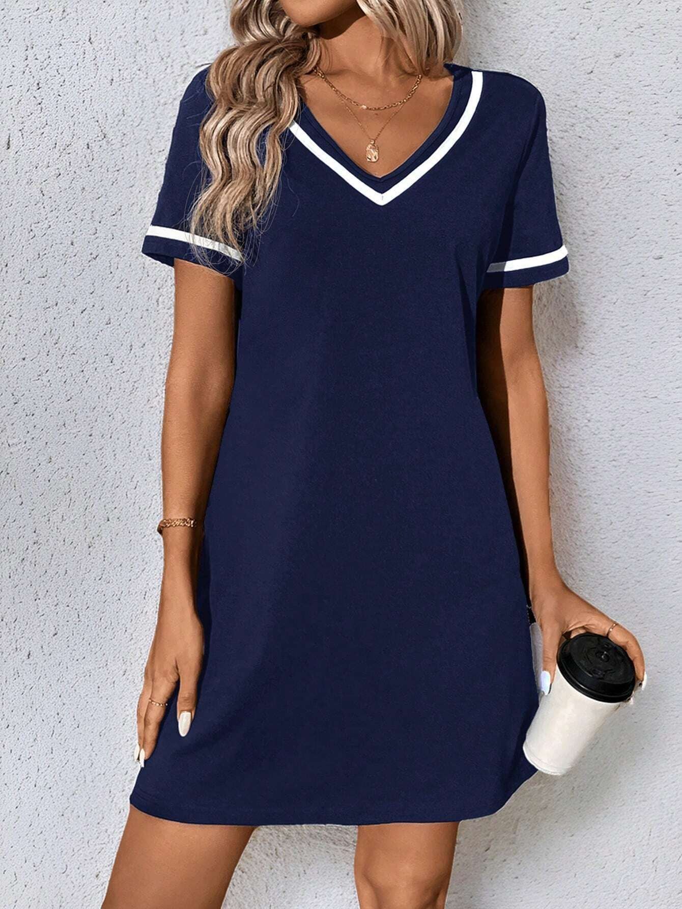 Women's Tennis-Style Dress, Casual Short-Sleeve Dress, Multi Colours