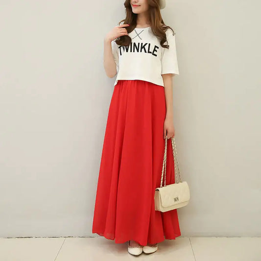 High Waist Long or Half-Length Floaty Chiffon Skirt, Spring and Summer Collection