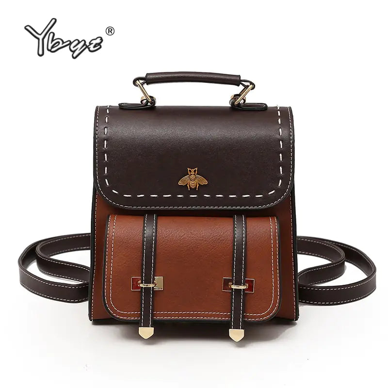 YBYT Vintage Panelled Leather Women's Backpack