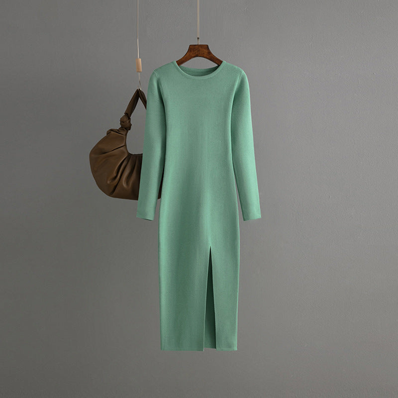 Vireous Daily Business Wear Long Sleeve Skinny Knit Dress