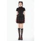 Dark in Love Black Crimson Gothic Tiered Skirt