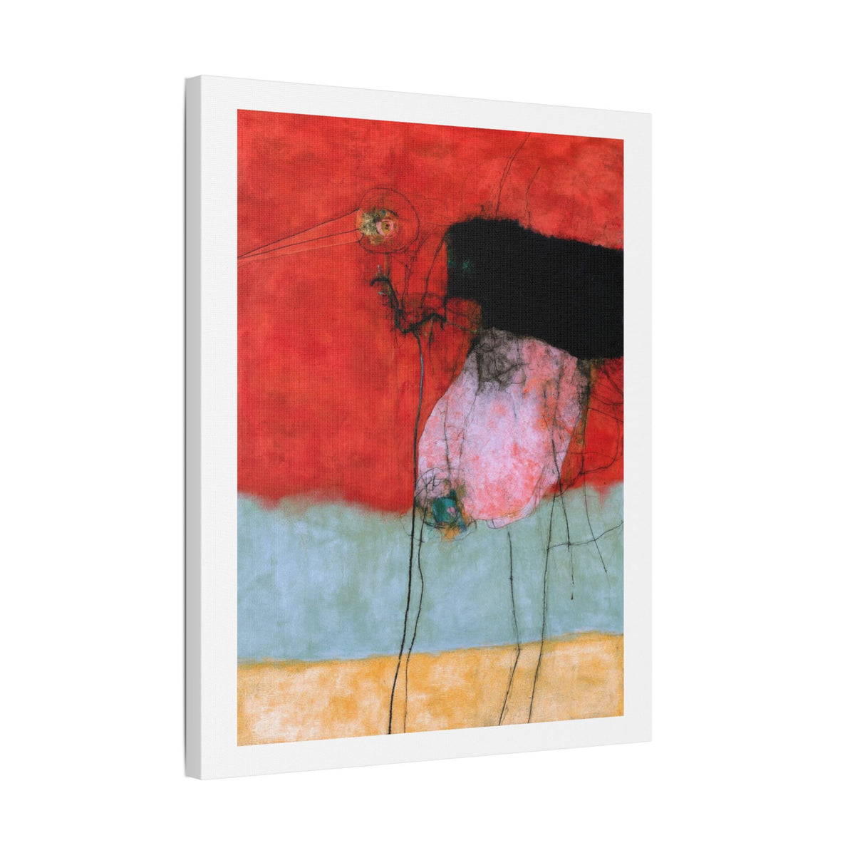 Bird, Neo-Surrealism, Art Print on Satin Canvas, Stretched