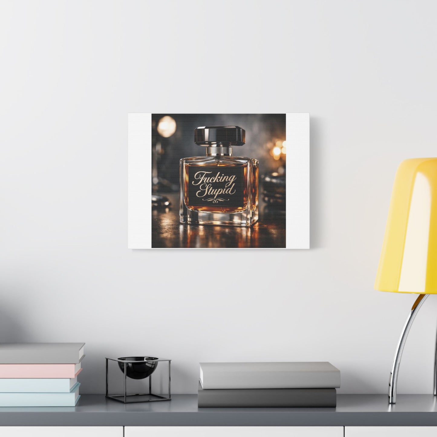 Fucking Stupid, Anti-Consumerism Protest Art 'Designed by AI' Art Print on Canvas