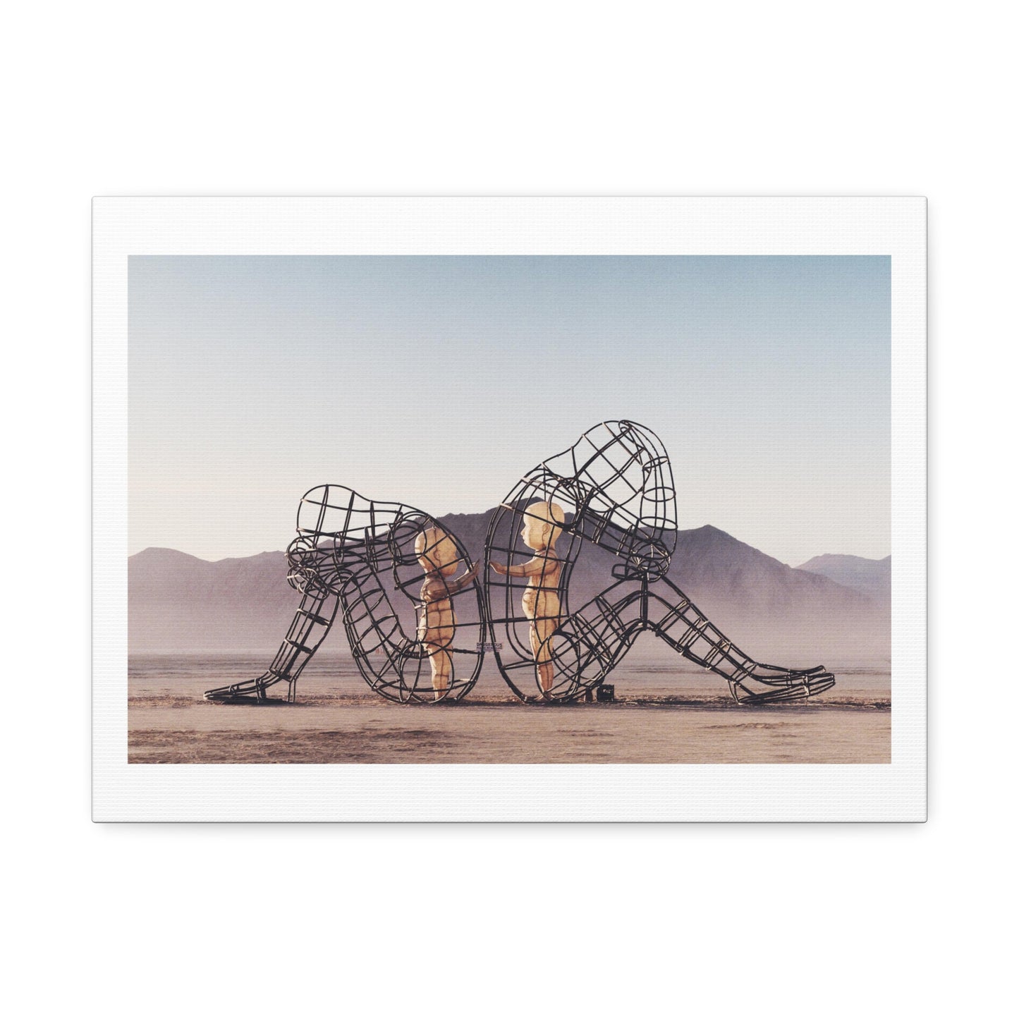 Architecture of Two Persons Turning their Backs to One Another at Burning Man, Art Print on Satin Canvas