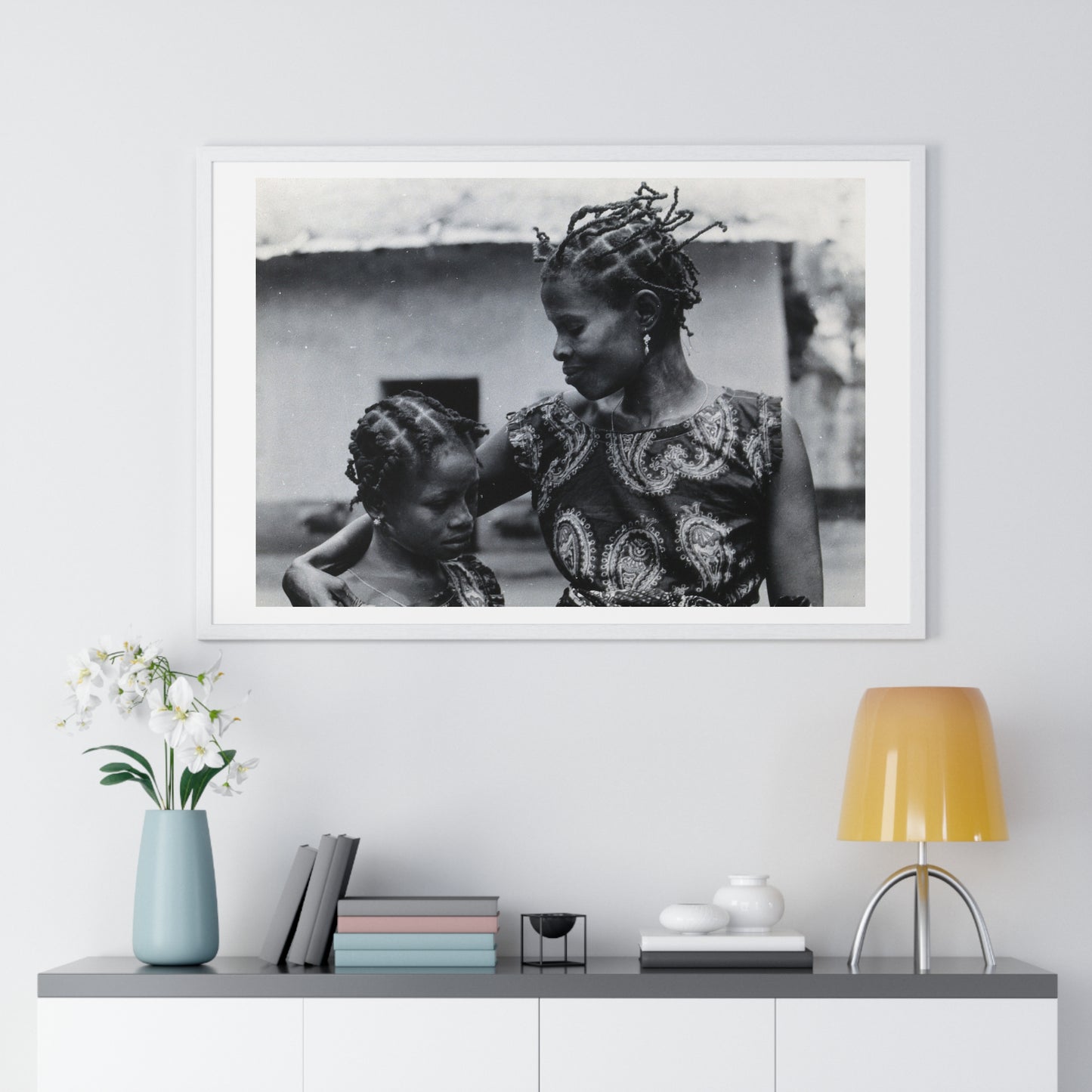 Benin, A Woman and Child with Braided Hairstyles, Vintage Photograph by Herbert Meyerowitz, Framed Print