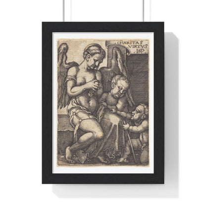 Charitas (1539) Engraving by Sebald Beham, from the Original, Framed Art Print