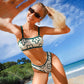 Abstract Floral Print, Fresh Bikini Split Swimwear
