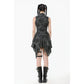 Dark in Love Elandra Layered Lace Handkerchief Hem Goth Skirt in Charcoal Black