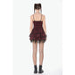 Dark in Love Red-Black Plaid Leather-Layered Punk Sweetcore Dress