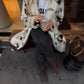 Women's Cowhide Pattern Faux Fur Coat