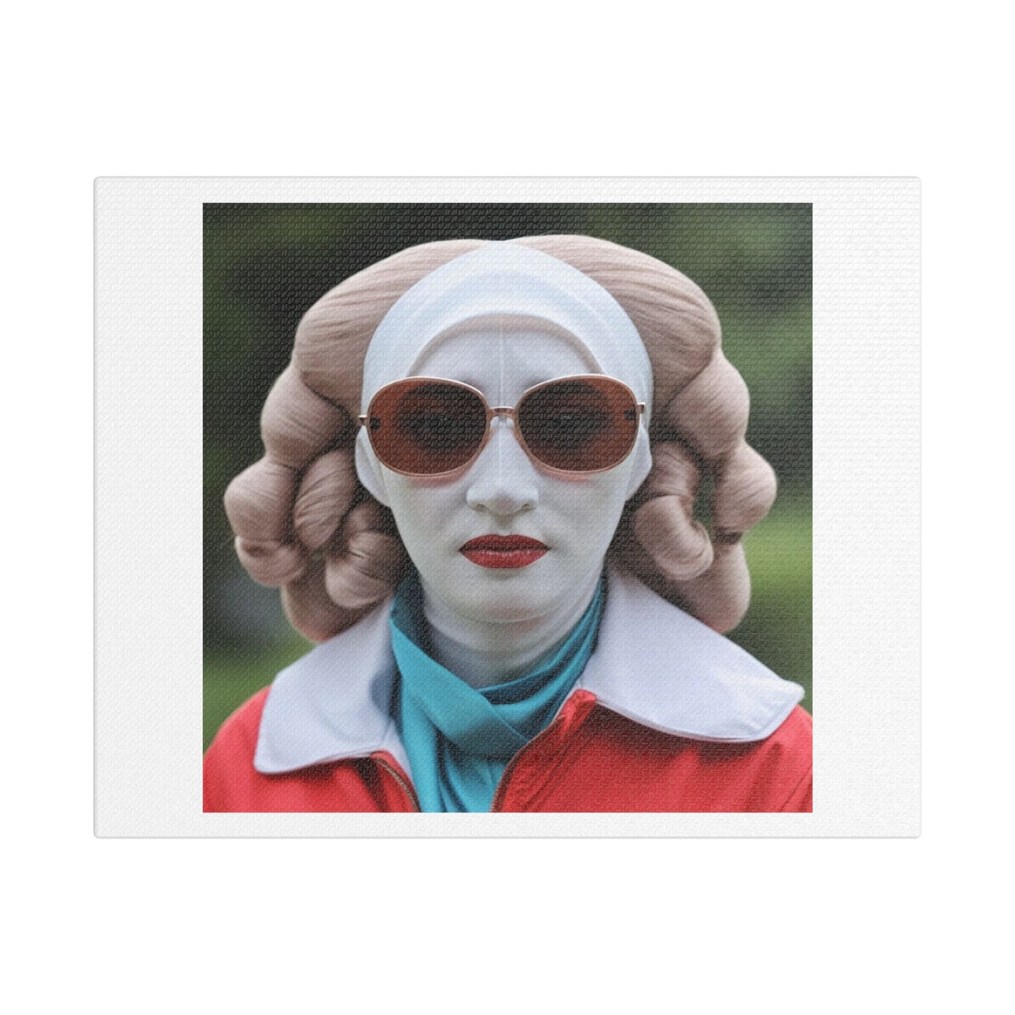 Woman White Face Portrait Art 'Designed by AI', Print on Canvas