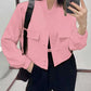 Women's Stand-Collar Fashion Bomber Jacket, Big Pockets