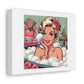 Beautiful Woman in Bubble Bath French 1960s Cartoon Art Print 'Designed by AI' on Satin Canvas