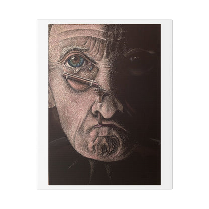 Tears, Surrealist Art, White Gel Pen and Pencils on Black Cardboard 'Designed by AI' Canvas Art Print