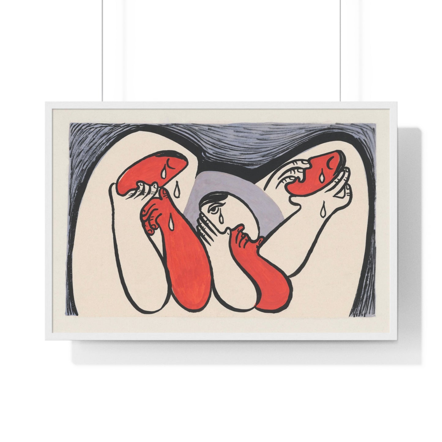 Crying Women (1938) Abstract Painting by Mikulas Galanda from the Original, Framed Art Print