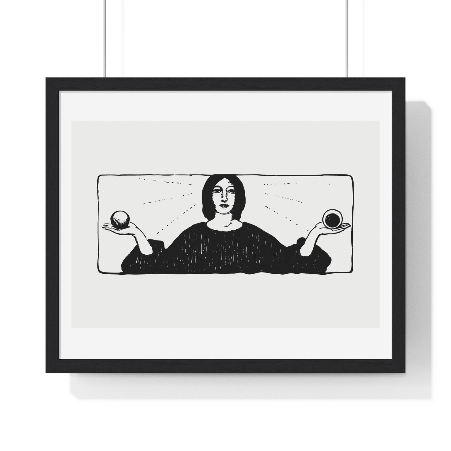 Woman Holding Balls, Religious Vintage Illustration, from the Original, Framed Art Print
