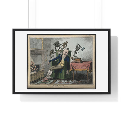 A Man Suffering from Headache in the Form of Devils (1835) by George Cruikshank, after Captain F Marryat, from the Original, Framed Print