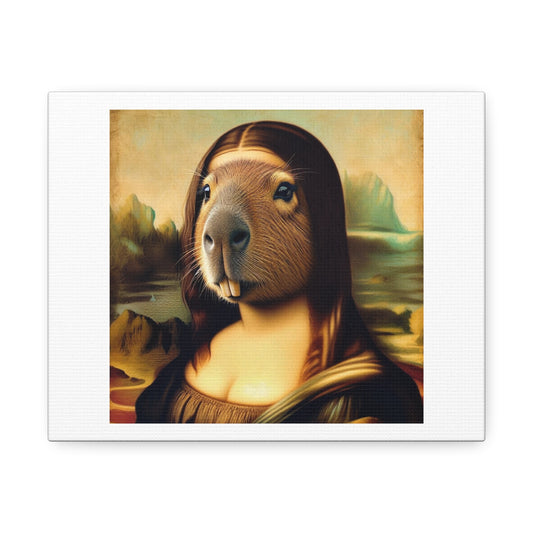 Capybara Art, Mona Lisa Pose 'Designed by AI' Art Print on Canvas