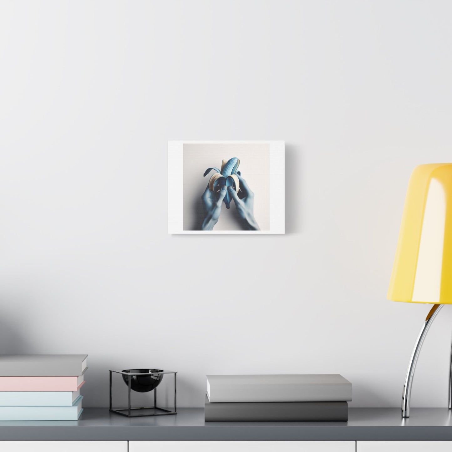 Blue Banana Abstract Art 'Designed by AI' Print on Canvas
