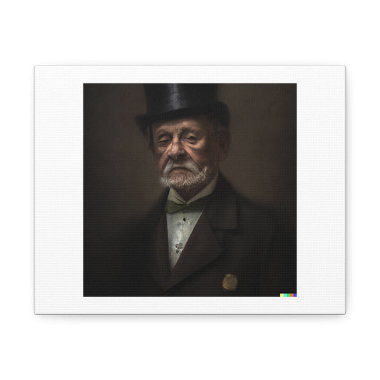 Victorian Era Portrait Of An Old Doctor Wearing a Hat Photorealistic 'Designed by AI' on Canvas