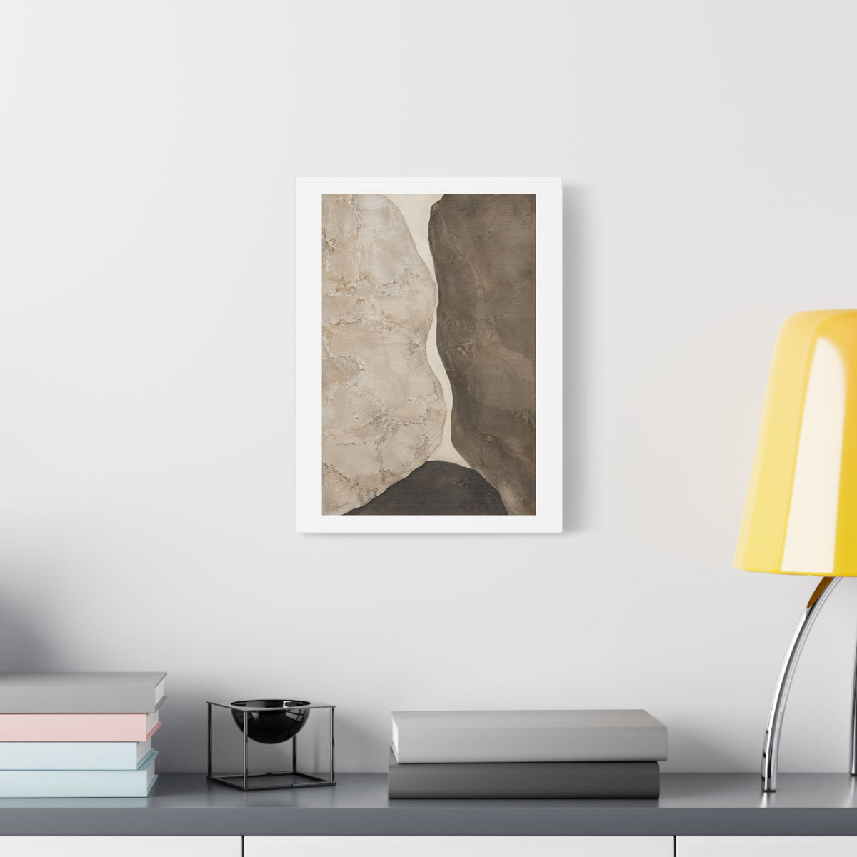 Travertine and Taupe Monoliths, Decor Art Print on Satin Canvas, Stretched