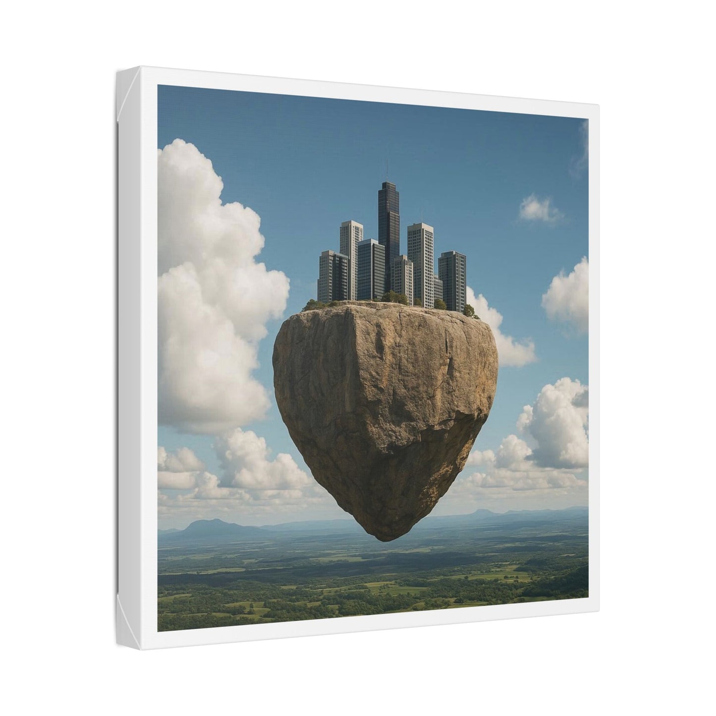 Levitated Mass Suspended Above a Beautiful Landscape II 'Designed by AI' Canvas Art Print