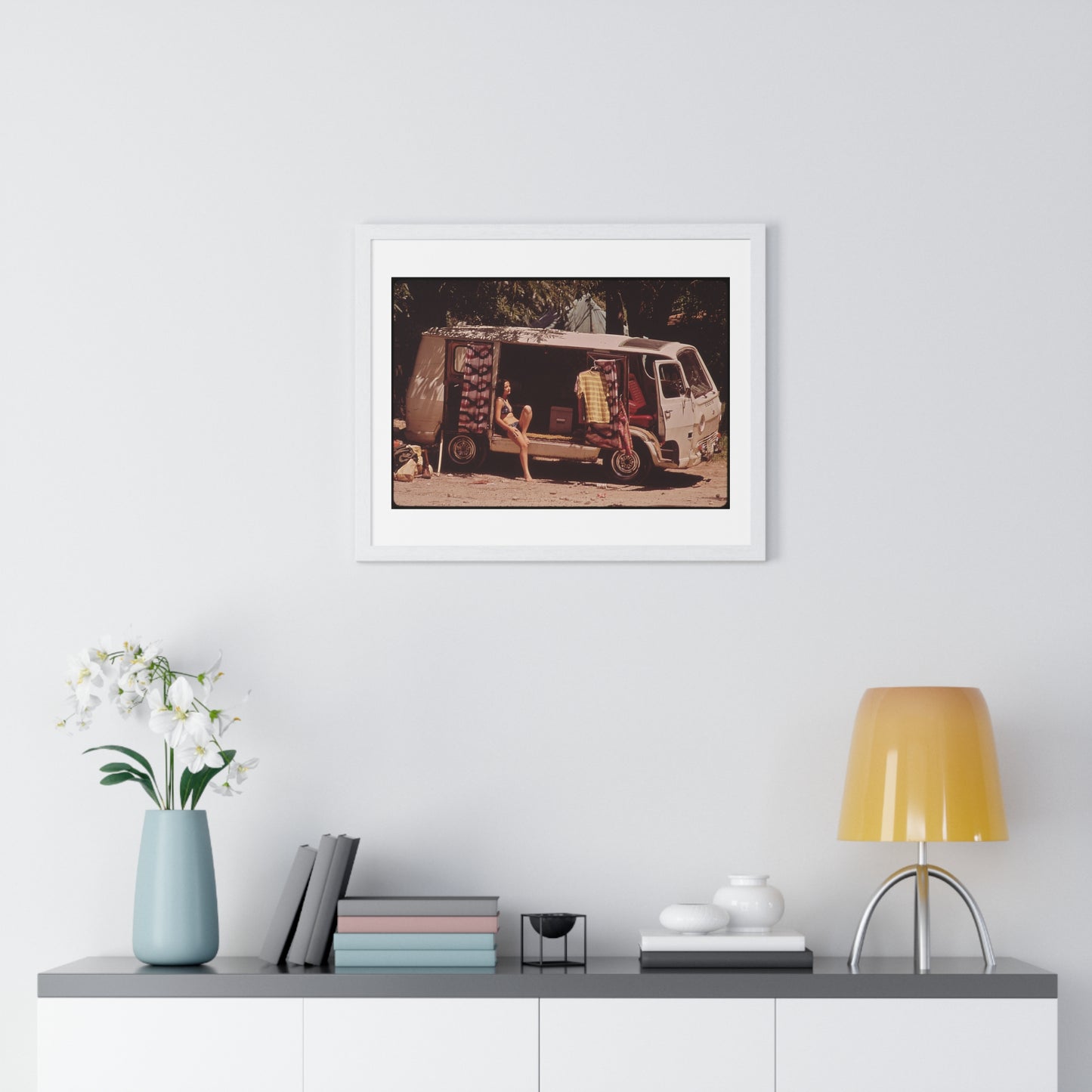 Vintage Photography, Campers at Garner State Park (1972) by Marc St Gil, from the Original, Framed Print