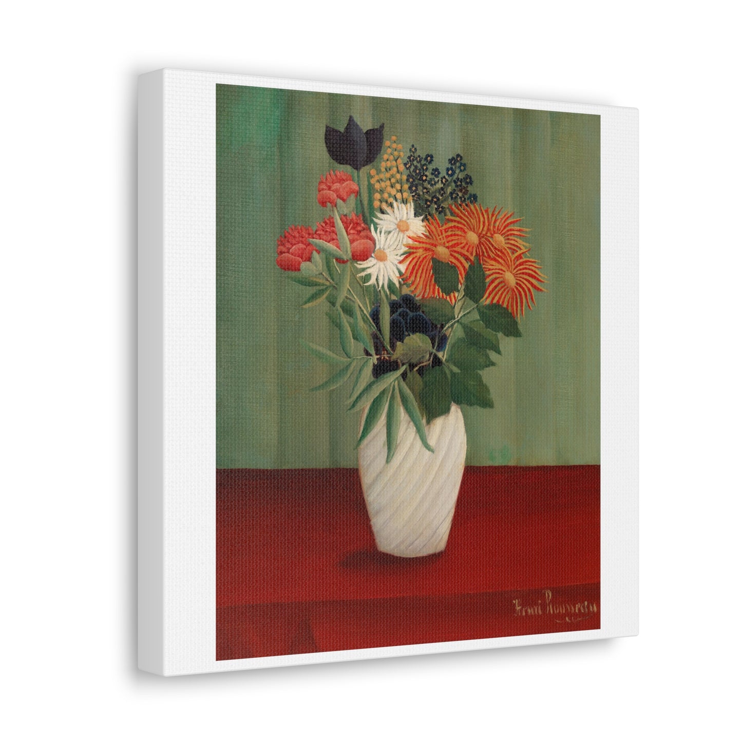 Bouquet of Flowers with China Asters and Tokyos 'Bouquet de Fleurs aux Reines-Marguerites et aux Tokyos' (1910) by Henri Rousseau Canvas Art Print from the Original