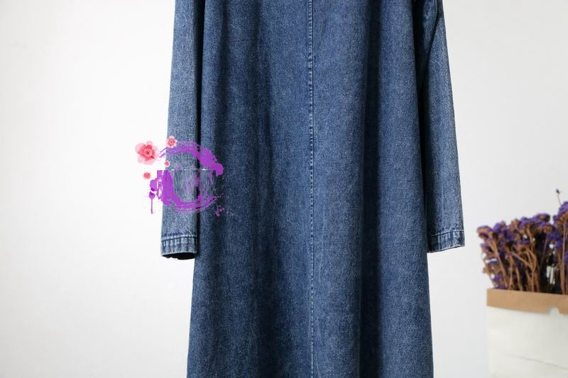 Vireous Retro Denim Frog Buckle 'Cowgirl' Dress