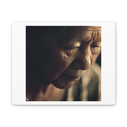 Old Woman, Soft Lighting, Sad Designed By AI Printed on Canvas