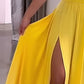 Women's Sexy Plunging Neckline Flowing High-Slit Maxi Dress