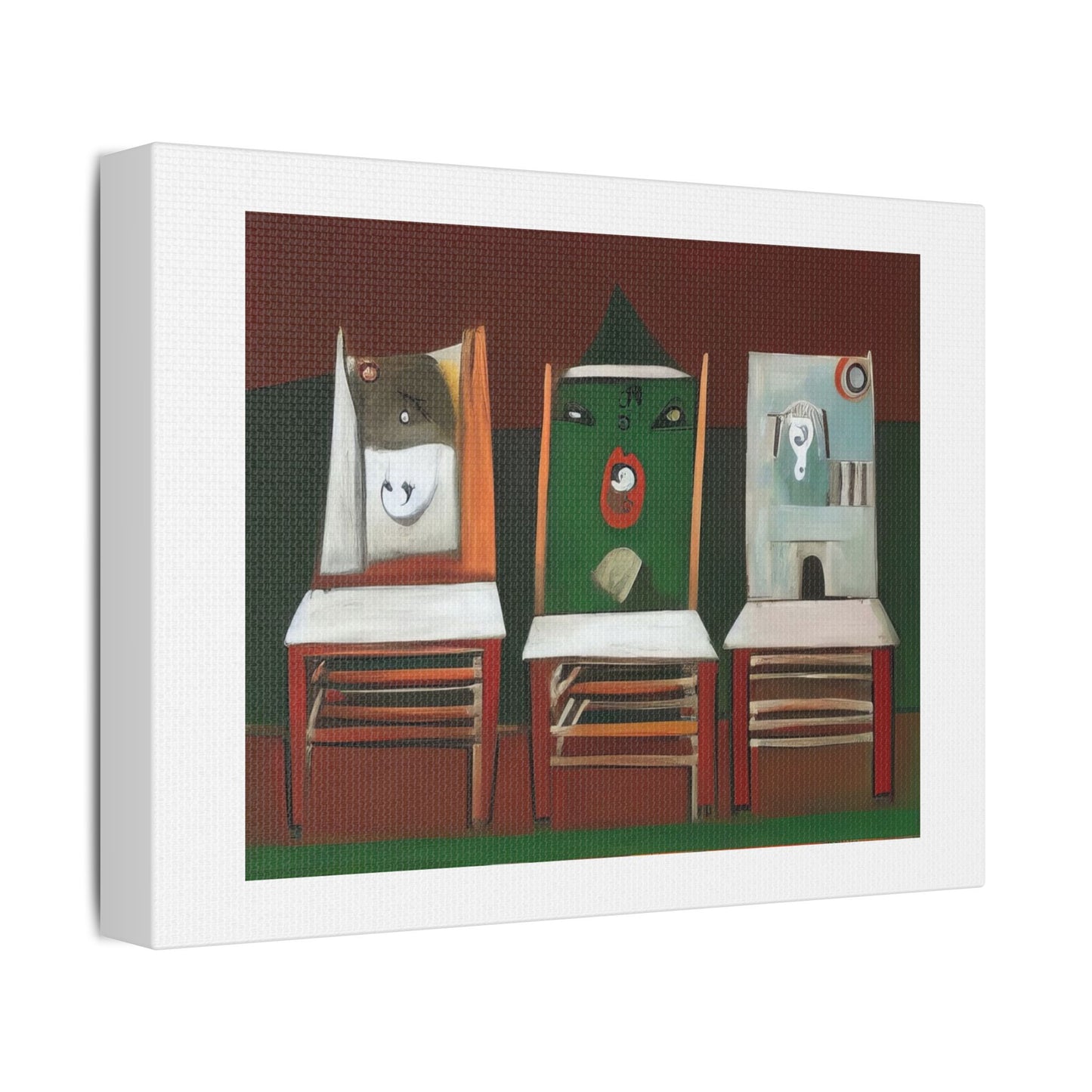 Birds and Chairs, Abstract Art 'Designed by AI' Print on Canvas
