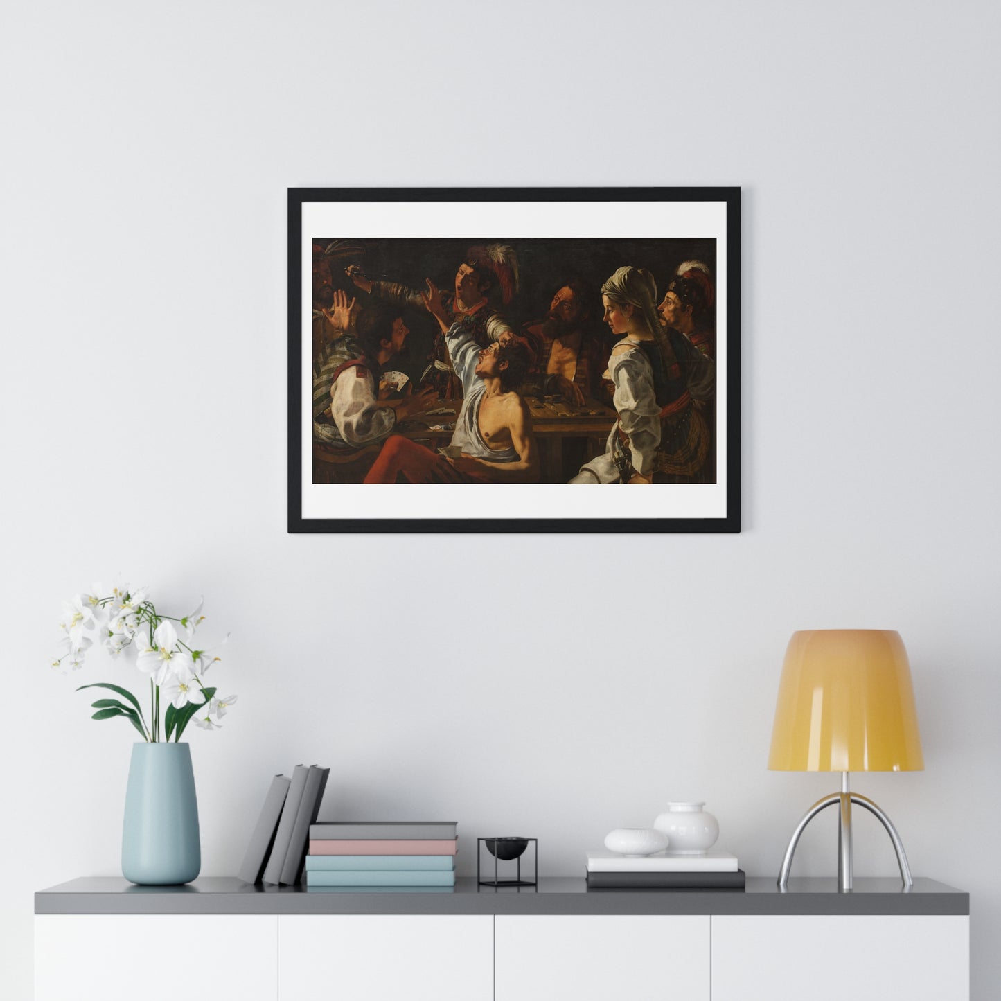 Card and Backgammon Players by Michelangelo Merisi Da Caravaggio, from the Original, Framed Print